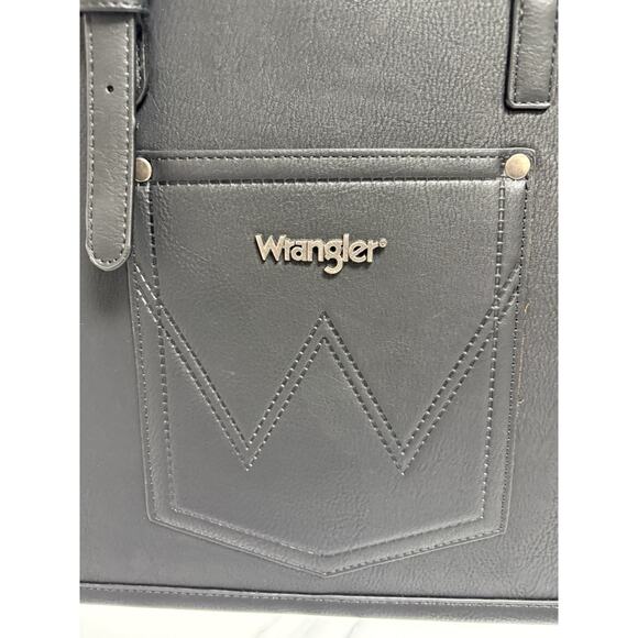 Wrangler Western Concho Tote Bag Black Faux Leather Turquoise NWT S-WG192-B119 - Picture 5 of 11